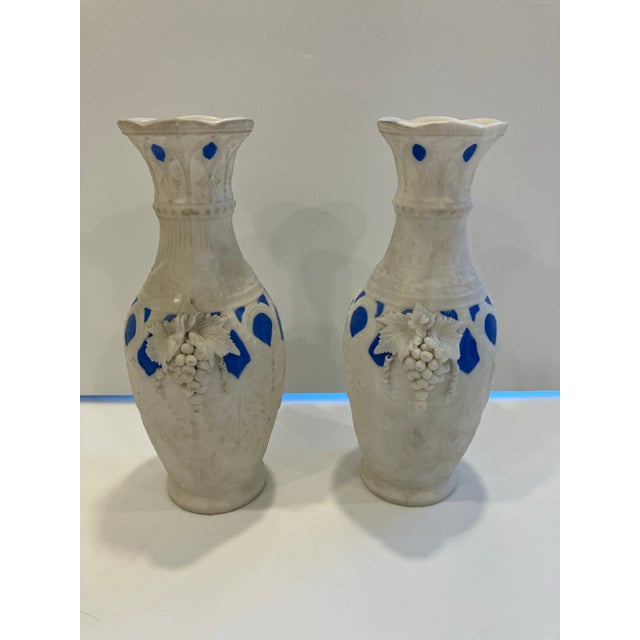 Bennington Potters Pair of Antique Bennington Parian Urns For Sale - Image 4 of 8