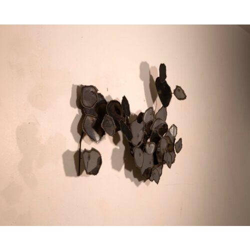 Elevate your space with the Jere Raindrop Lily Pad Style Chrome Wall Hanging Sculpture, a Mid Century Modern masterpiece....