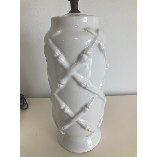 Blanc Porcelain Lattice Pattern Table Lamps For Sale - Image 11 of 12