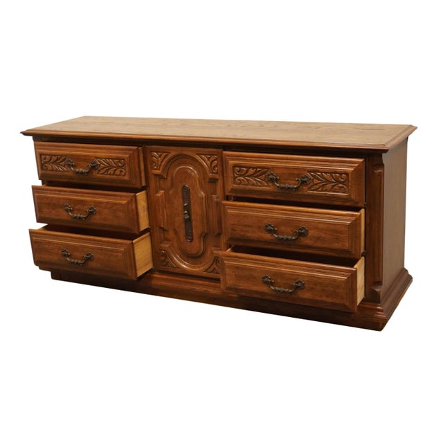 Wood Sumter Cabinet Solid Oak Italian Mediterranean Style 74" Triple Door Dresser For Sale - Image 7 of 12