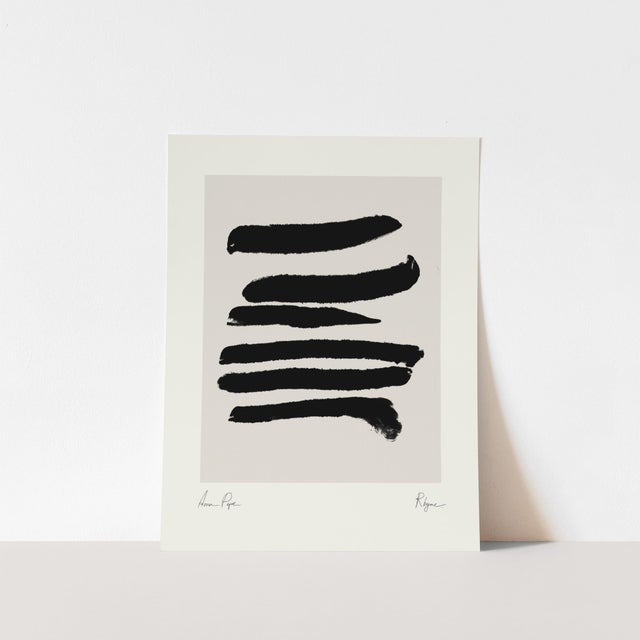 Abstract open edition giclee print. 20"x28" Elegant black lines composition dwaring on beige background. Printed on matte...
