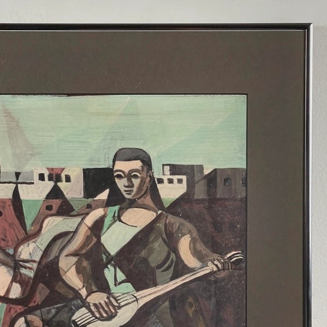 1950s Jack Gerber (1927-2021) - Modernist Figurative Study With Cityscape, Signed (1958, Oil on Board) For Sale - Image 5 of 6
