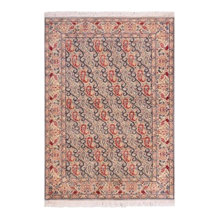 Shabby Chic 1990's Pak-Persian Blue/Beige Wool Rug - 4'8'' X 7'1'' For Sale