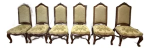 Late 20th Century French Louis XV Style High-Back Upholstered Dining Side Chairs - Set of 6