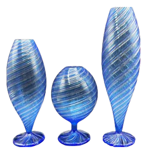 Blue Murano Glass Vases attributed to Novecento Venziano, 1970s, Set of 3