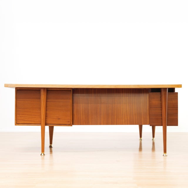 Mid Century Teak Executive Desk With Floating Return, England, 1960s For Sale - Image 9 of 18