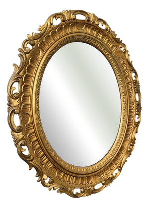 Vintage French Rococo Style Oval Wall Mirror with Ornate Frame