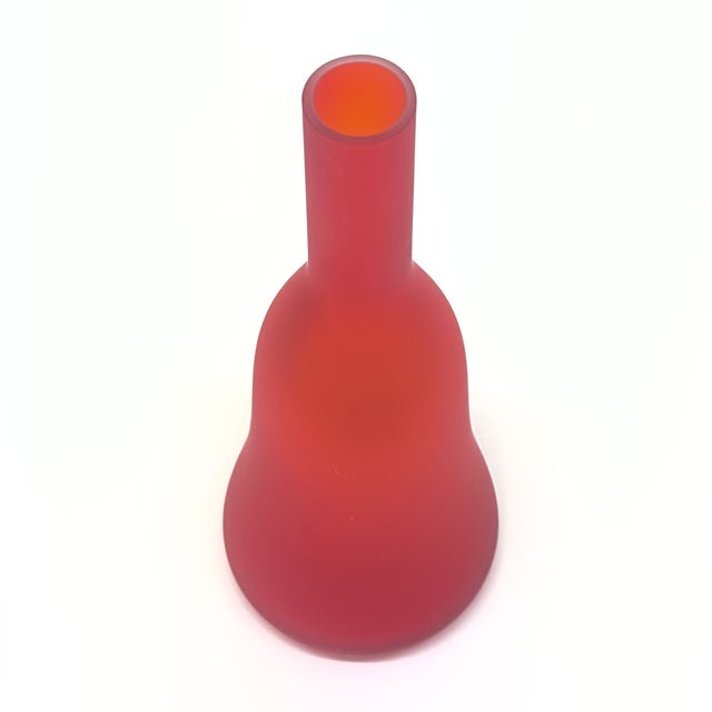 Orange Warm Hues Graphic Frosted Glass Vase Curation - Group of 5 For Sale - Image 8 of 13
