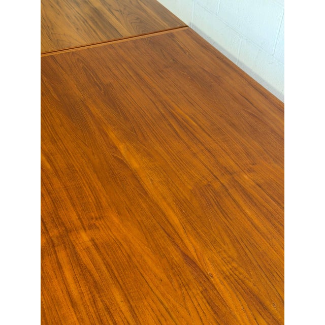 Am Teak Extendable Dining Table With Two Pull-Out Leaves Danish Mid-Century Modern 1960s For Sale - Image 9 of 14