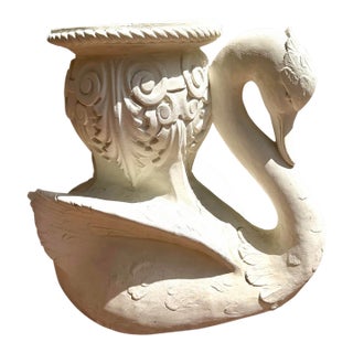 Plaster Swan Garden Stool or Drink Table For Sale