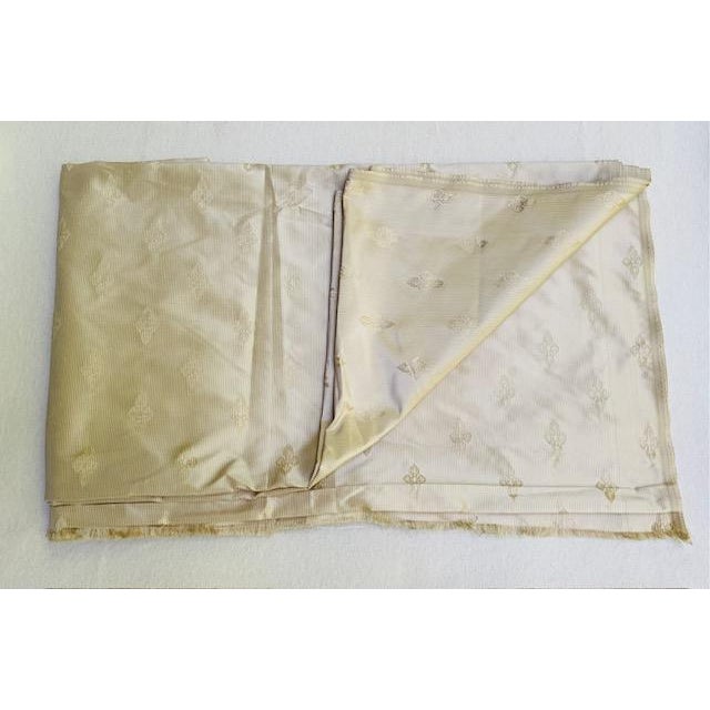 Textile Antique French Silk Damask Yardage, Reversible, Champagne Medallion Jacquard, 54" X 100" For Sale - Image 7 of 17