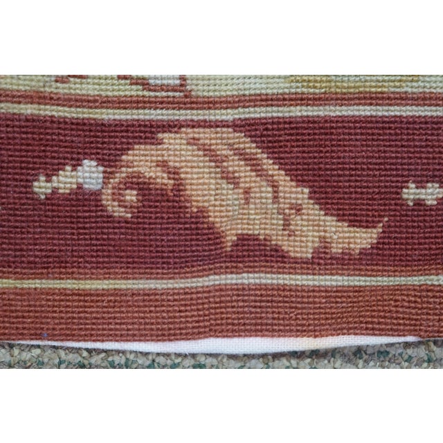Vintage Floral Rose Needlepoint Textile Tapestry Area Rug 66" For Sale - Image 11 of 17