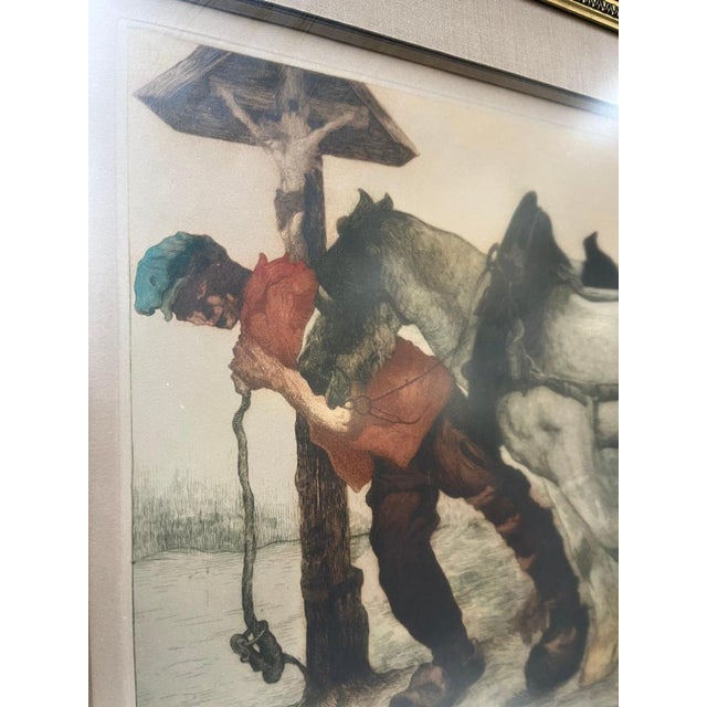 Maurice Langaskens, Composition, Colored Etching, Framed For Sale - Image 3 of 5