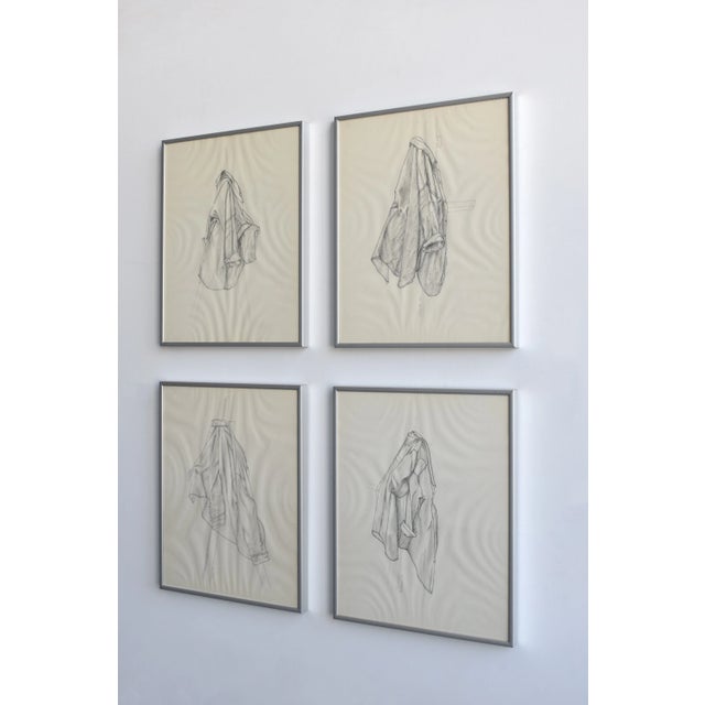 Illustration Vintage Quartet of Graphite on Paper Shirt Illustrations, a Set, Circa 1978 For Sale - Image 3 of 17