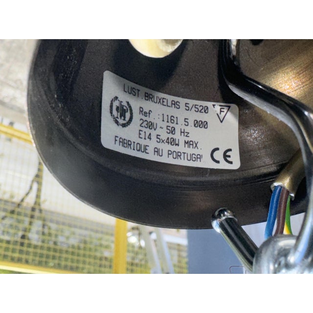 Modern Five-Arm Metal Chandelier, 1980s For Sale - Image 13 of 18