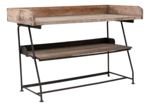 20th Century French Iron Bakery Table with Wooden Top