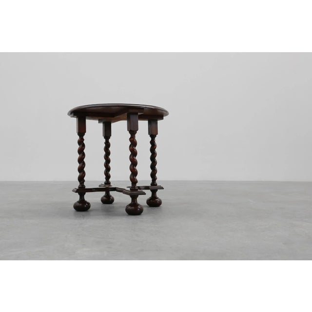 Rustic Round Barley Twist Side Table in Oak, France, 1950s For Sale - Image 6 of 13