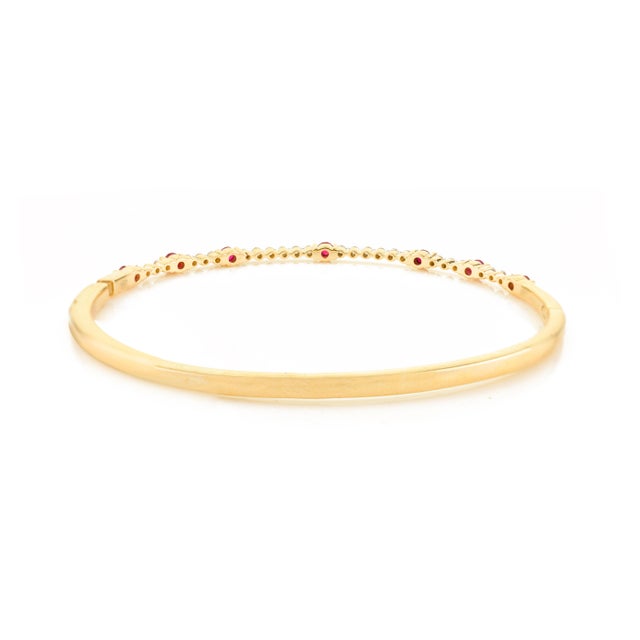 Not Yet Made - Made To Order 14k Gold Bangle Bracelet Statement With Rubies & Diamonds For Sale - Image 5 of 11