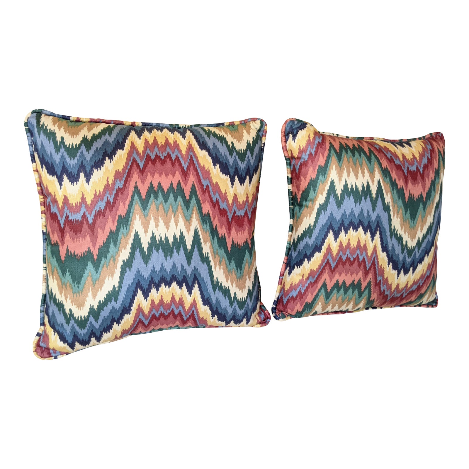 Vintage 1970s Flamestitch Decorative Pillows a Pair Chairish