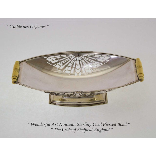 Ref # MW Sh 1857 Photo 732 Description : Exquisite Art Nouveau Sterling Oval Pierced Bowl. Pattern : Art Nouveau - Size :...
