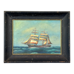 Nautical Seascape Oil on Canvas Board, Signed Beal 1974, Framed