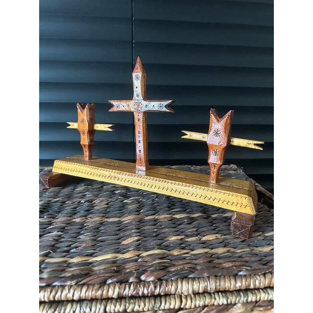Vintage Handcarved Tramp Art Folk Art Wooden Sculpture For Sale - Image 12 of 18
