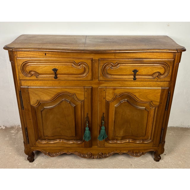 French Provincial French Provincial Oak Server Cabinet With Sliding Shelves, Early 20th Century For Sale - Image 3 of 15