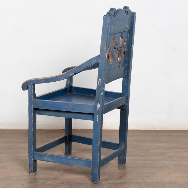 Original Blue Painted and Carved Swedish Chair, Dated 1722 For Sale - Image 14 of 14