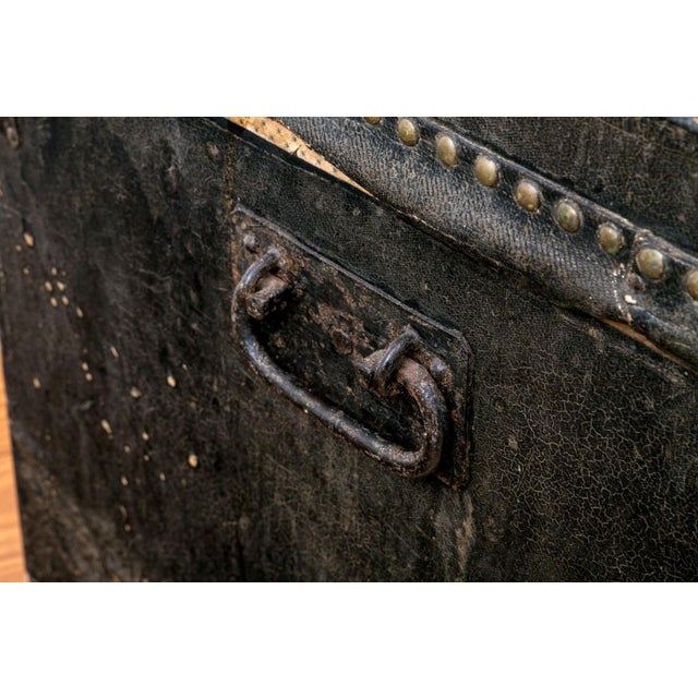 Antique Leather Stage Coach Traveling Trunk For Sale - Image 9 of 16