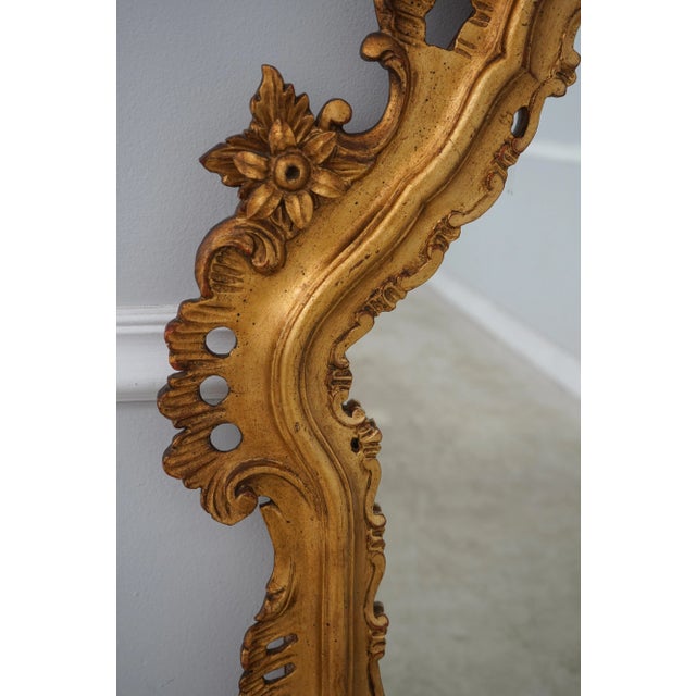 Glass Ornate Wood Carved Frame Gold Rococo Mirror For Sale - Image 7 of 11