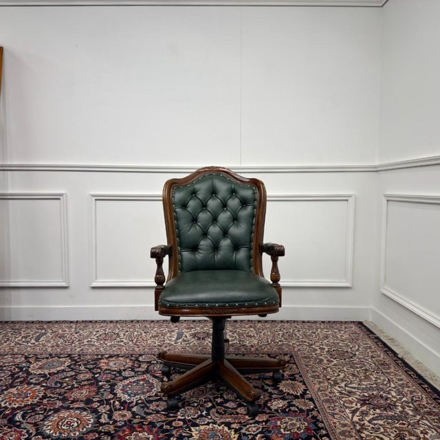 About this Green Chesterfield Office chair Classic and Elegant | Antique office chairs in English, Classic and...