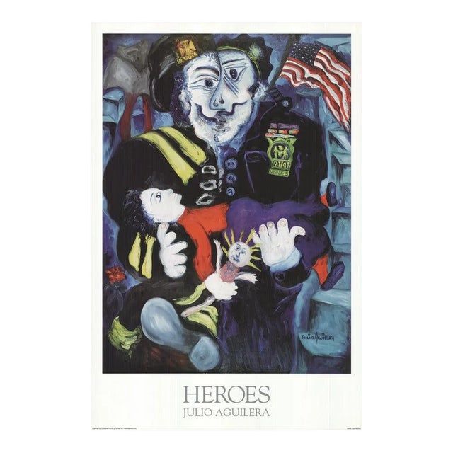 2002 Julio Aguilera 'Heros' Contemporary Blue,Black Offset Lithograph For Sale