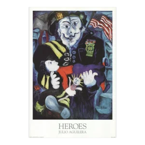 2002 Julio Aguilera 'Heros' Contemporary Blue,Black Offset Lithograph