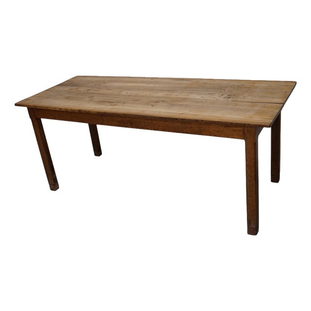 Antique Early 20th Century French Rustic Elm Farmhouse Dining Table For Sale
