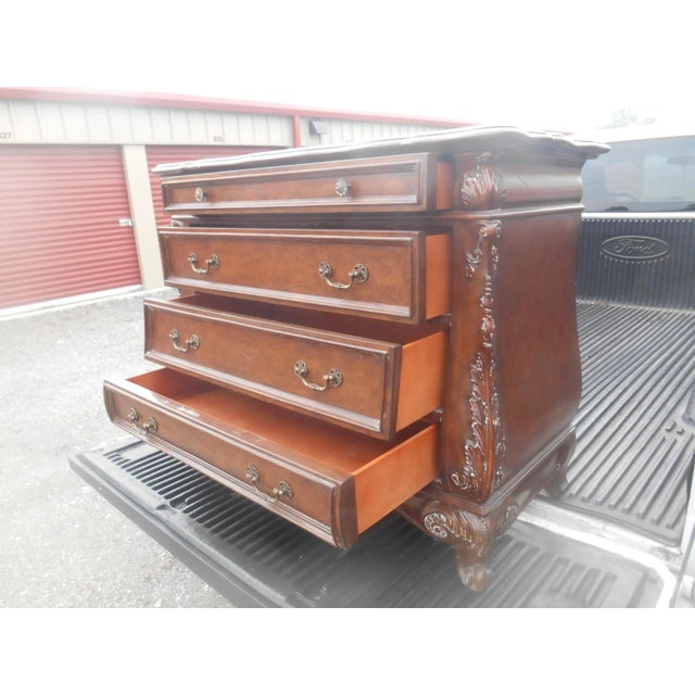 Traditional Vintage Quality Four Drawer Bombay Chest With Leather Top For Sale - Image 3 of 10