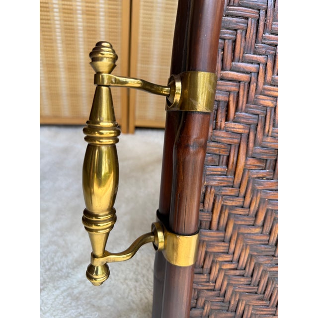 Vintage Ralph Lauren Home Butler's Tray Table | British Colonial Rattan & Brass For Sale - Image 17 of 18