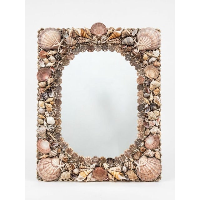 Vintage Handcrafted Coastal Seashell & Starfish Wall Mirror For Sale - Image 4 of 12