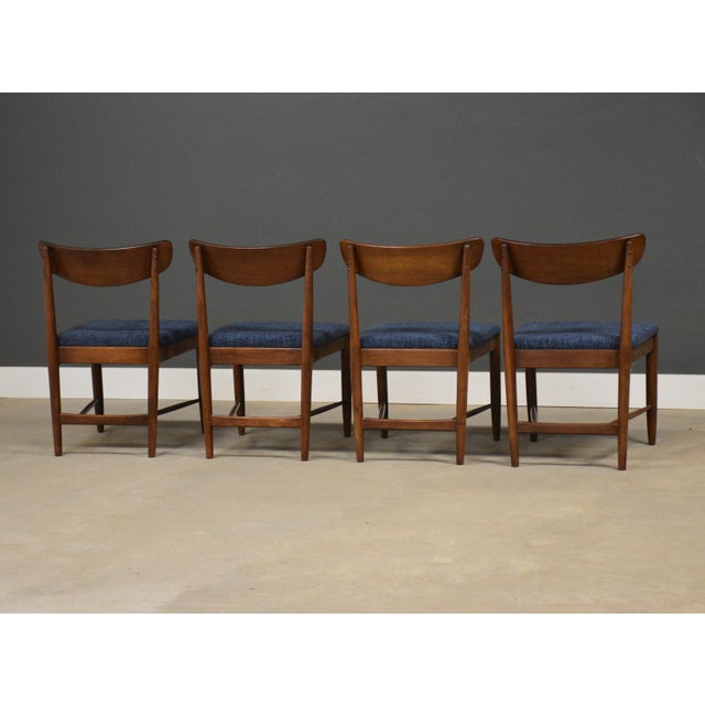 Mid 20th Century Mid 20th Century Walnut Blue Mid Century Modern Dining Chairs - Set of 4 For Sale - Image 5 of 10