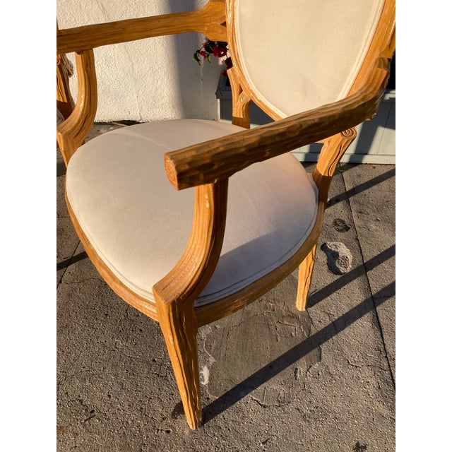 Wood Faux Bois Fauteuils Arm Chairs - A Pair of -A For Sale - Image 7 of 13