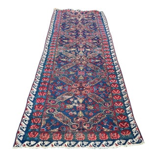 Antique Rose Pattern Handmade Runner Rug For Sale