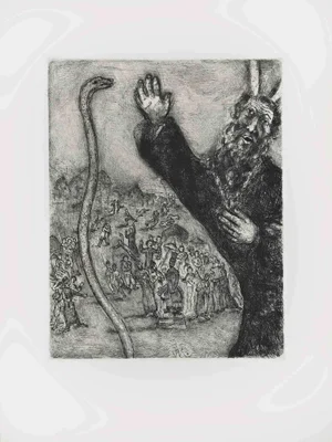 Marc Chagall, Moses and the Serpent, Etching, 1956