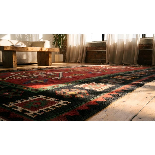 1890s Red Tree of Life Antique European Besserabian Kilim Rug 6'6" X 12'4" Flatweave Wool Carpet For Sale - Image 10 of 12