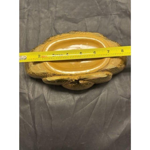 Stangl Pottery Scallop Pumpkin Painted 22k Gold Bowl 1960s Nj Vintage MCM #2064 For Sale - Image 9 of 10