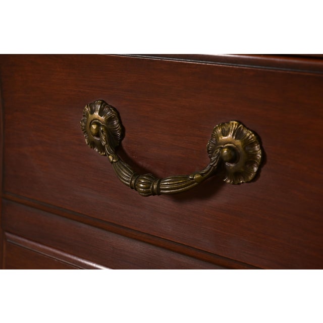 Wood John Widdicomb Style French Provincial Louis XV Carved Cherry Wood Commode or Chest of Drawers, Circa 1940s For Sale - Image 7 of 13