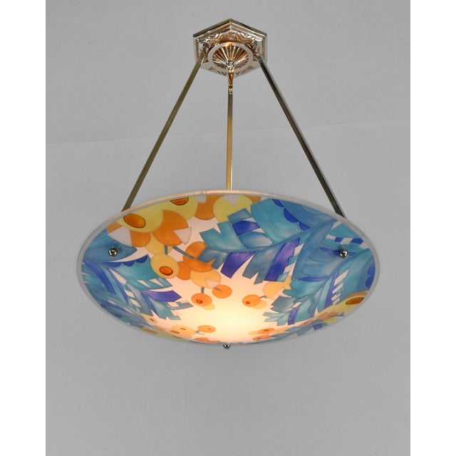 Art Deco French Art Deco Pendant Light by Loys Lucha - 1930 Chandelier France For Sale - Image 3 of 10