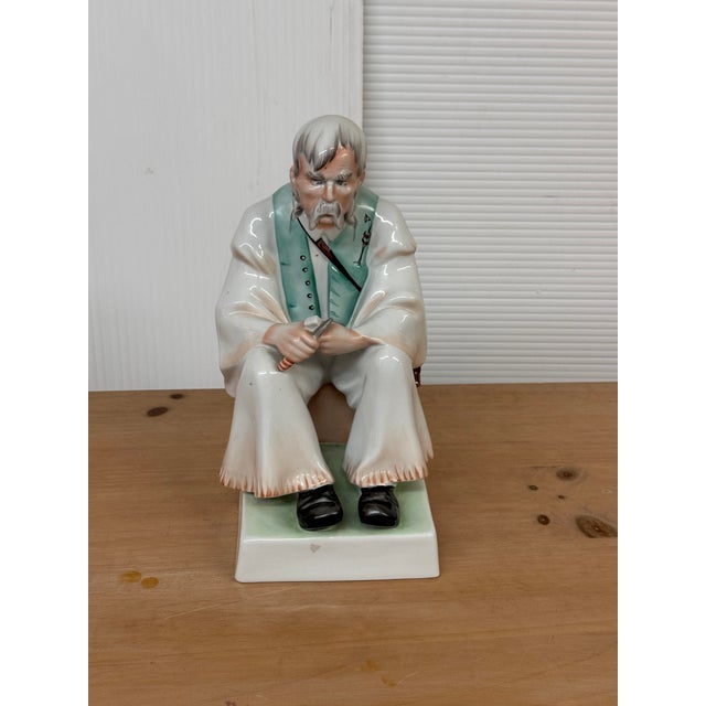 Traditional Zsolnay of Pecs, Hungary Man Whittling Figurine, Vintage For Sale - Image 3 of 12