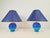 Set Vintage blue Ceramic Sphere Table Lamp, 1970s set of 2 This beautiful sleek table lamp set has a standard e27 fitting....