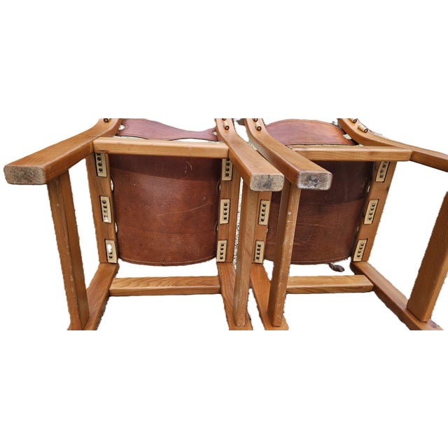 Beige Set of Chairs in Elm and Cream Leather from Maison Regain For Sale - Image 8 of 16