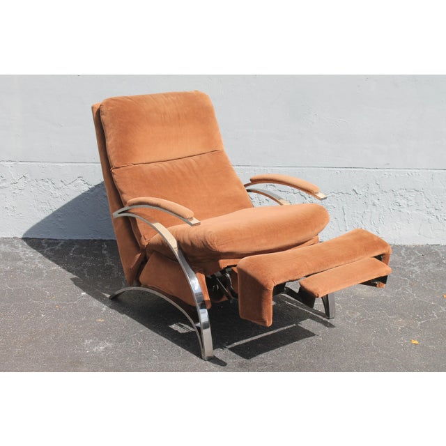 1970's Vintage Plush Brown W/ Chrome Barcalounger Recliner Chairish