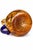Mid-Century Modern Late 20th Century Amber Hand-Blown Art Glass Pitcher With Cobalt Blue Handle – Sculptural Mid-Century Style (11.5") For Sale - Image 3 of 5